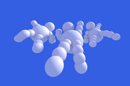 3D abstract  Ballman  white characters  on a sky background