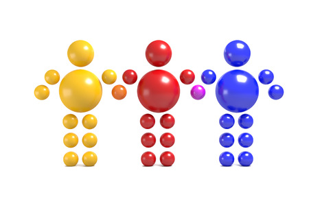 3D abstract  "Ballman" multicolored characters  on a white backgroundの写真素材