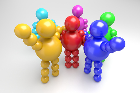 3D abstract  "Ballman" multicolored characters  on a white backgroundの写真素材