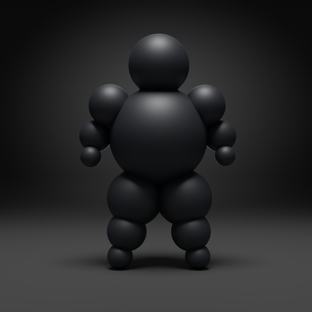 3D abstract  Ballman character  on a black backgroundの写真素材