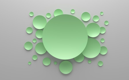 3D  green colored abstract composition on a gray backgroundの写真素材