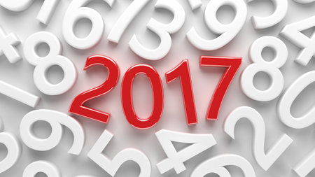 3D abstract illustration of 2017 year on a  white  backgroundの写真素材