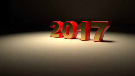 3D abstract illustration of 2017 year on a  dark  background