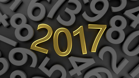 3D abstract illustration of 2017 year on a gray background
