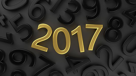 3D abstract illustration of 2017 year on a  dark  backgroundの写真素材