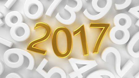 3D abstract illustration of 2017 year on a  white  backgroundの写真素材