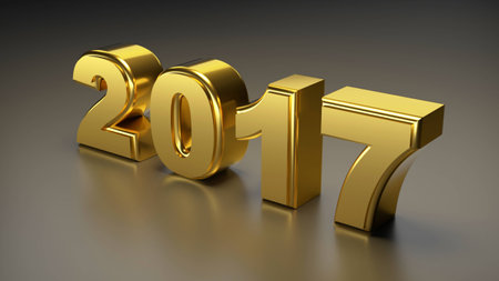 3D abstract illustration of 2017 year on a  dark  backgroundの写真素材