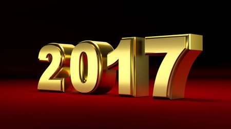 3D abstract illustration of 2017 year on a  dark  backgroundの写真素材
