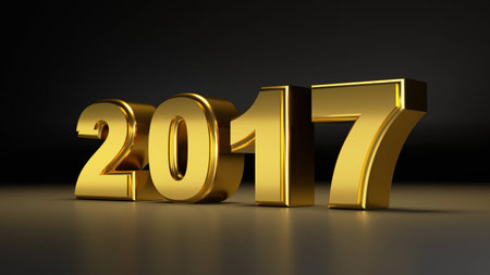3D abstract illustration of 2017 year on a  dark  background