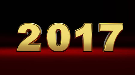 3D abstract illustration of 2017 year on a  dark  backgroundの写真素材