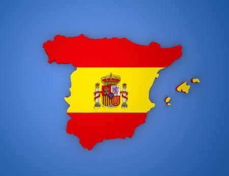 3D illustration of Spain map