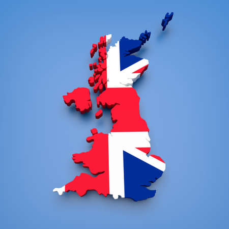 3D illustration of UK mapの写真素材