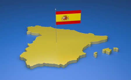 3D illustration of Spain mapの写真素材
