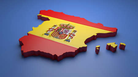 3D illustration of Spain mapの写真素材