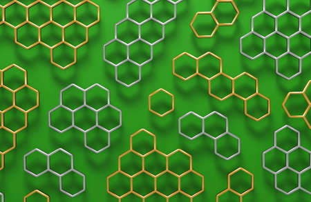 3D generated colorful honeycomb illustration as a backgroundの写真素材