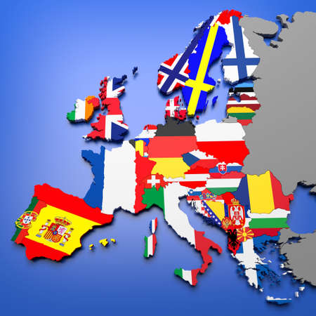 3D illustration of european countries mapの写真素材