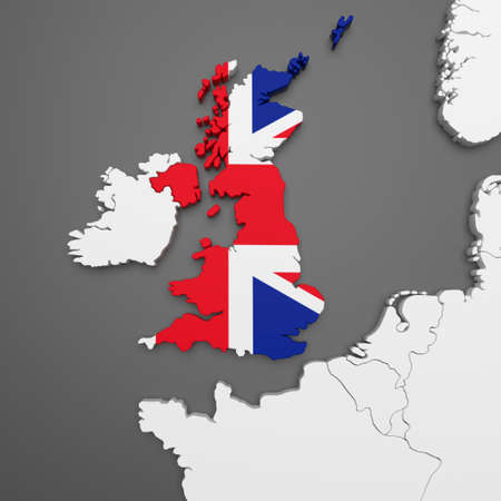 3D illustration of UK mapの写真素材