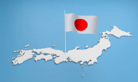  3D illustration of Japan mapの写真素材