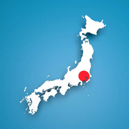 3D illustration of Japan mapの写真素材
