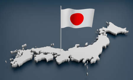 3D illustration of Japan map
