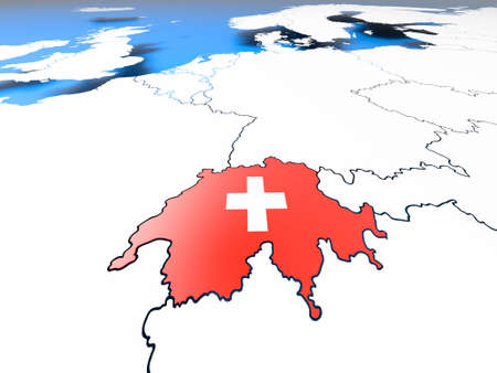 3D illustration of Switzerland mapの写真素材