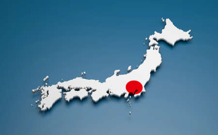 3D illustration of Japan mapの写真素材