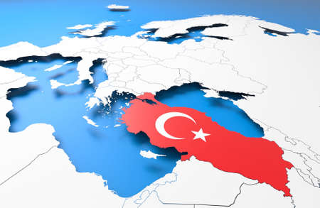 3D illustration of Turkey mapの写真素材