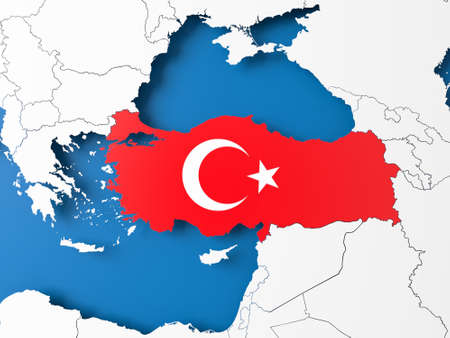 3D illustration of Turkey map