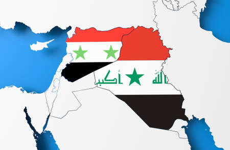 3D illustration of Syria and Iraq mapの写真素材