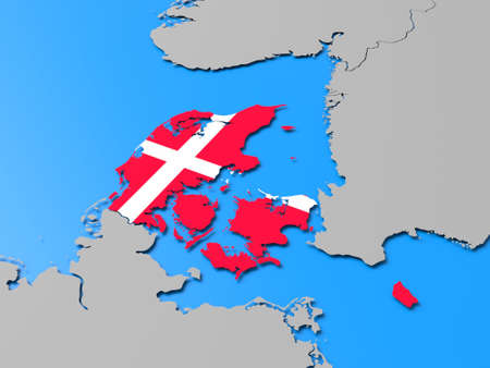 3D illustration of Denmark map