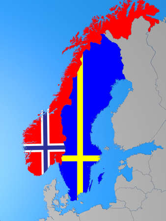 3D illustration of north european countries mapの写真素材