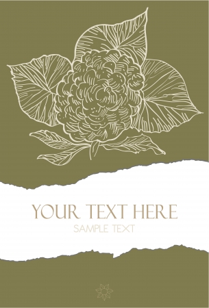 Illustration of a flower on torn paper with space for custom text のイラスト素材