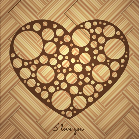 Perforated heart on a wooden backgroundのイラスト素材