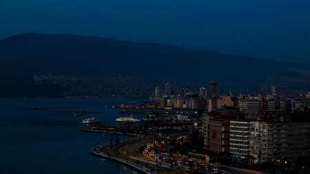 Panoramic view of the city of Malaga at night, Spain