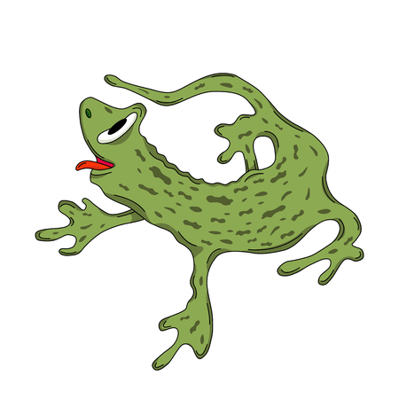 smart green lizard with a red tongueのイラスト素材