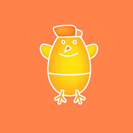 Cute cartoon chicken vector illustration.のイラスト素材