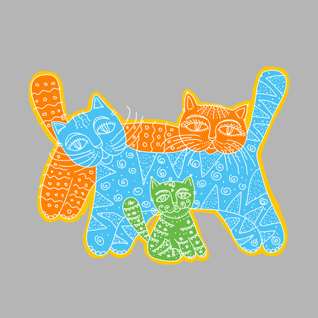 family mother father son catのイラスト素材