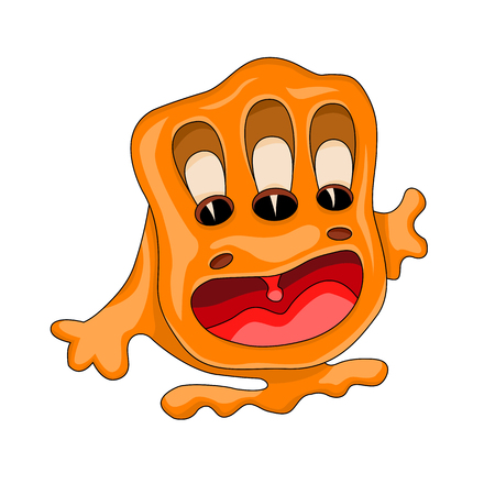 monster mutant orange three eyes vector illustrationのイラスト素材
