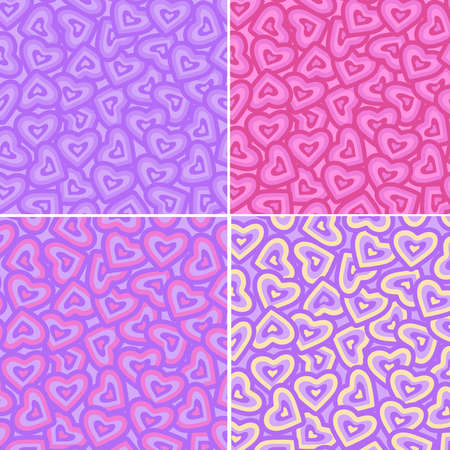 Doodle hearts, Vector Hearts seamless Pattern, Valentine day, Heart Collection