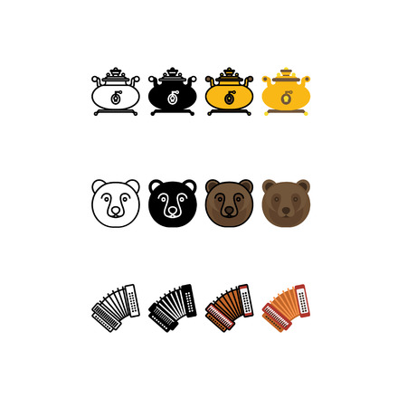 Russian Siberia traditional set icons, flat, flatのイラスト素材