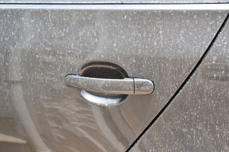 Dirty car with lots of mud after the rain. Car gets dirty after the rain.の写真素材