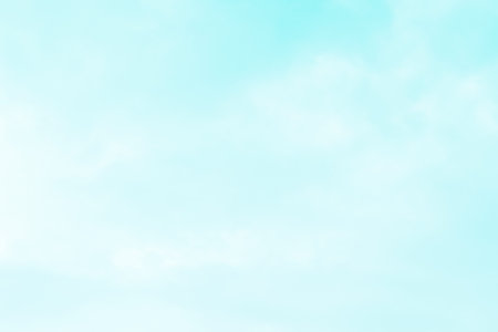 Blue pastel sky with white fluffy cloud. Cumulus clouds background. Cloudscape morning sky. The concepts of freedom of life, never give up and positive though energy.の写真素材