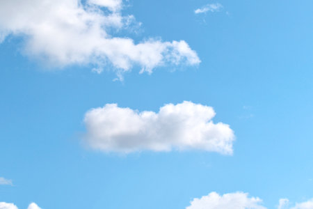 Blue sky with white fluffy cloud. Beautiful sky in the morning. The concept of the freedom of life, never give up and new life beginning.の写真素材