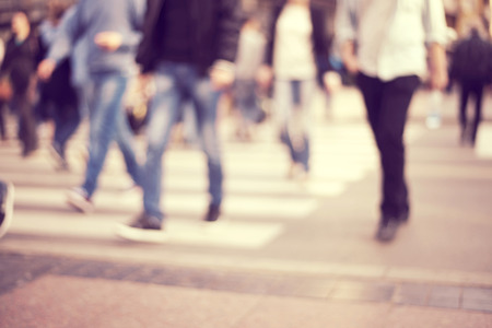 pedestrian on zebra in motion blurの写真素材
