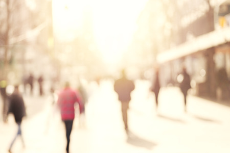City commuters. Abstract blurred image of a city street scene.の写真素材