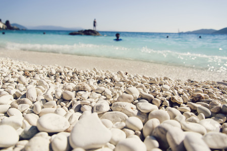 retro blur background of summer day on the beachの写真素材