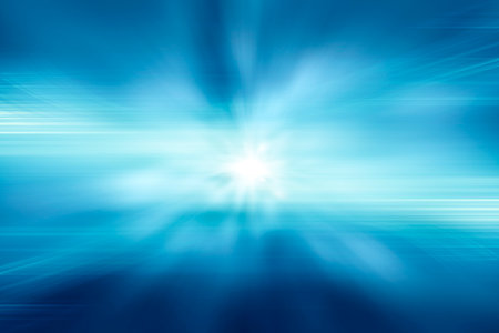 Abstract radial background, Blue Rays Zoom in Motion Effect, Light Color Trailsの写真素材