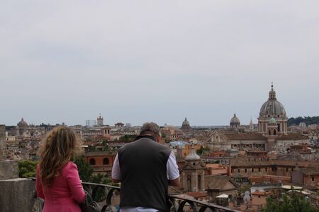 view of rome city from height beautiful city scape of rome city centerの写真素材