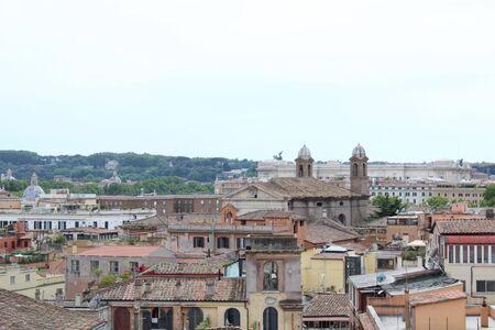 view of rome city from height beautiful city scape of rome city centerの写真素材