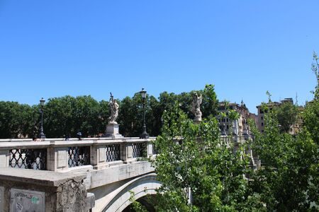 view of river tiber in rome italyの写真素材